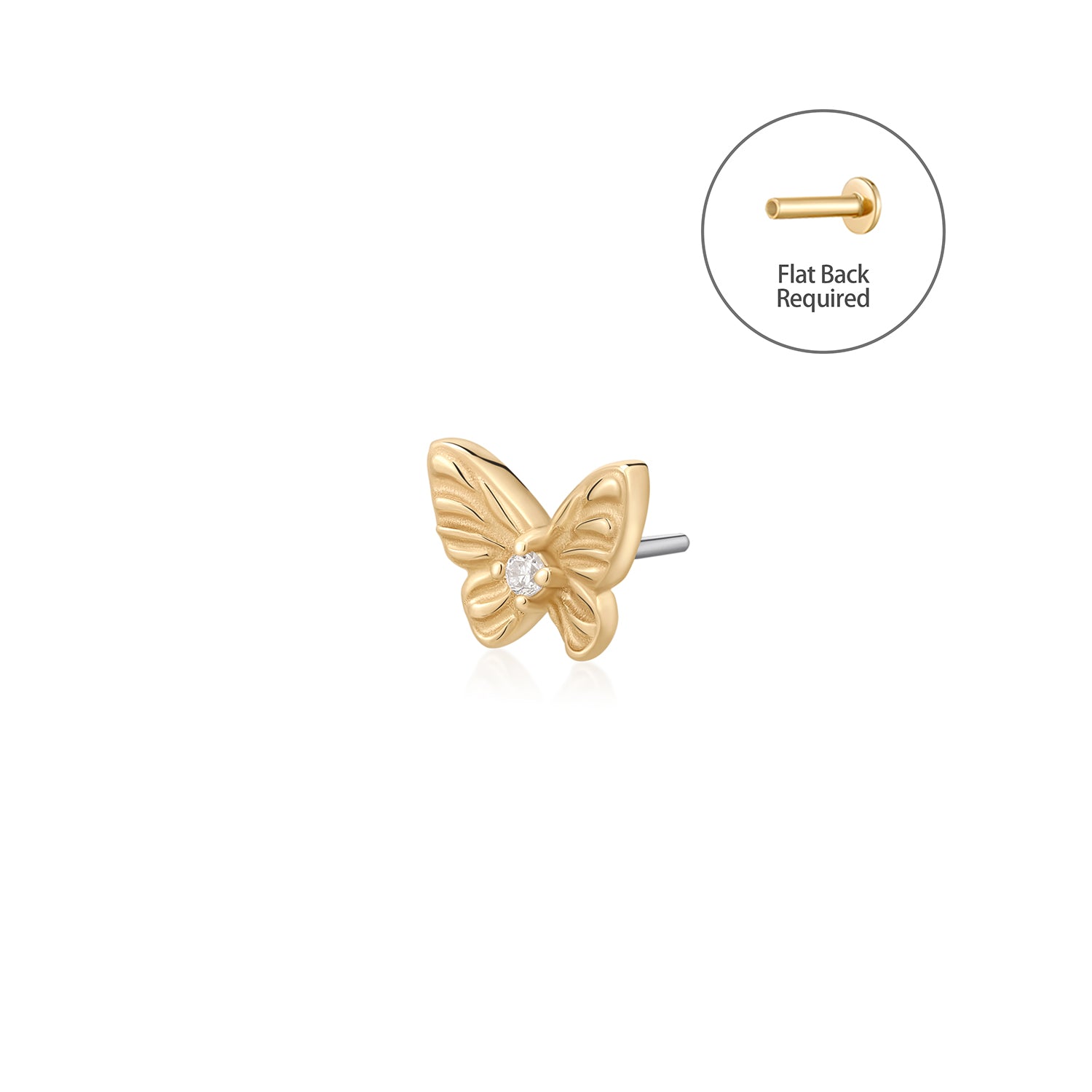 MARIPOSA | Lab Grown Diamond Accent Butterfly Threadless Flatback Earring