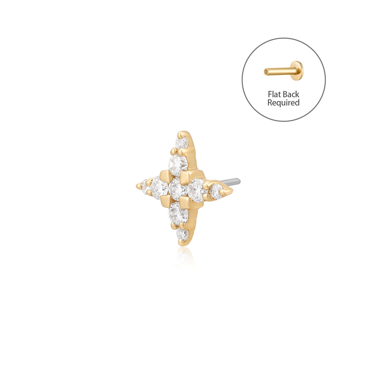 ODESSA | Lab Grown Diamond 4-Point Star Threadless Flatback Earring