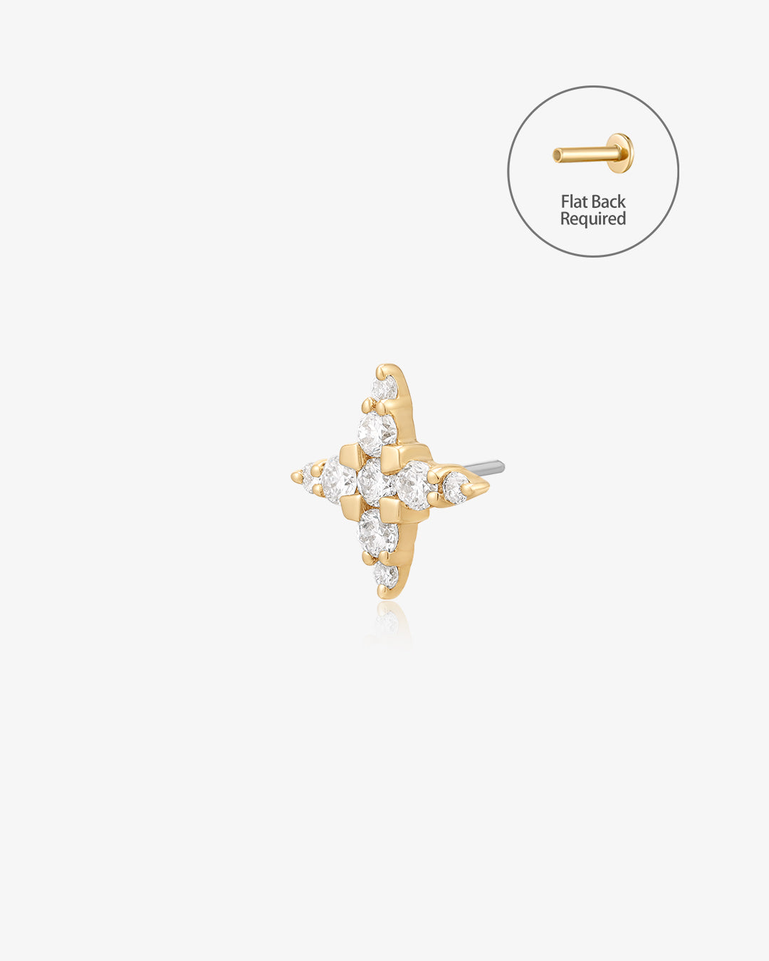 ODESSA | Lab Grown Diamond 4-Point Star Threadless Flatback Earring