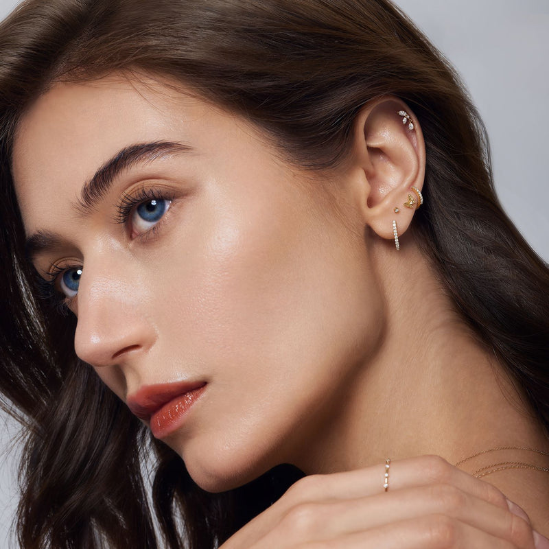 LEONA | Marquise Dangle Lab Grown Diamond Threadless Flatback Earring