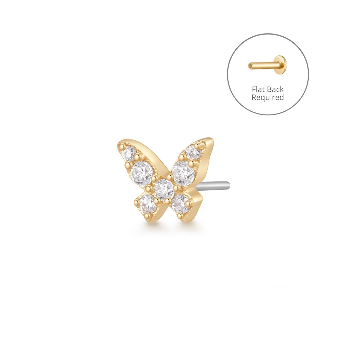 BELLATRIX | Lab Grown Diamond Butterfly Threadless Flatback Earring