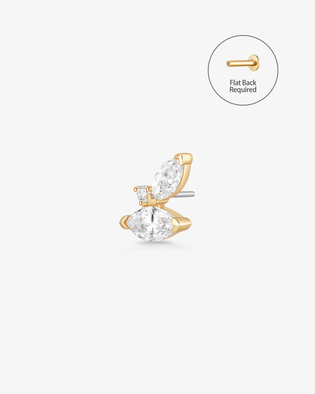 ARTEMIS | Marquise Lab Grown Diamond Threadless Flatback Earring