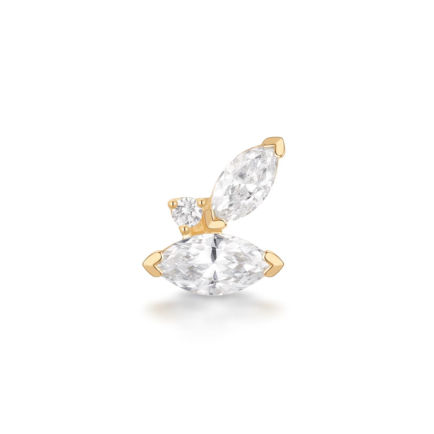 ARTEMIS | Marquise Lab Grown Diamond Threadless Flatback Earring