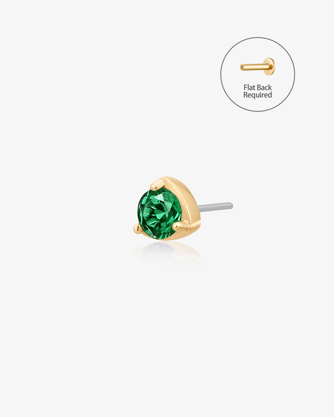 VERDE | Lab Grown Emerald Threadless Flatback Earring