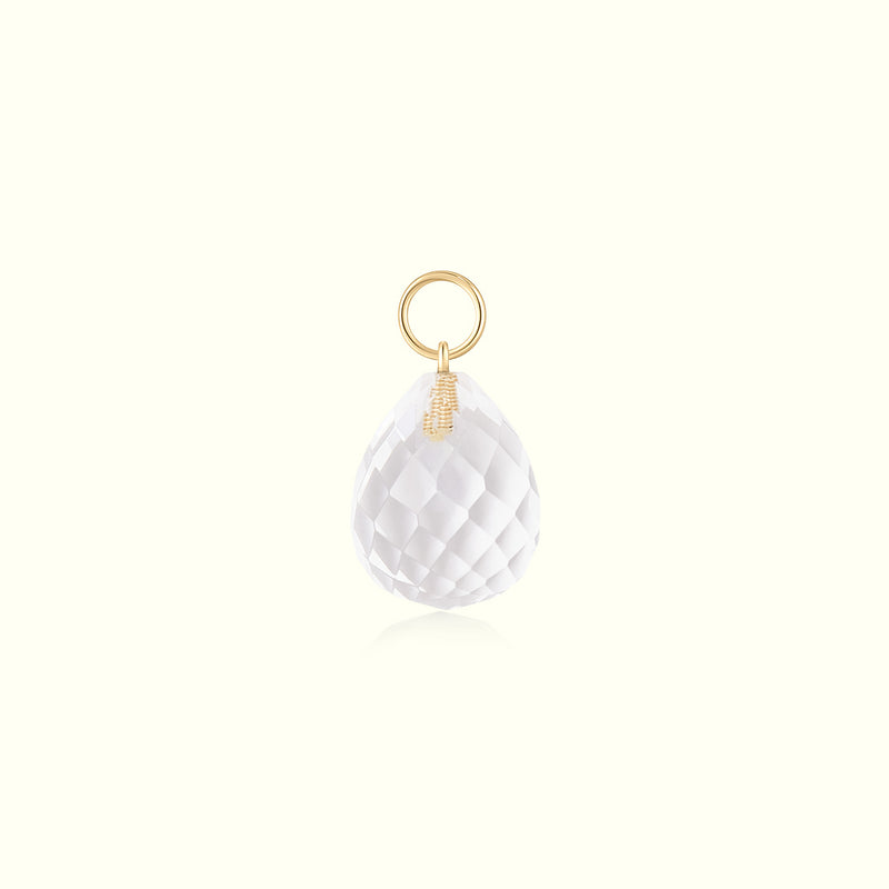14K Solid Gold Crystal Charm Necklace for healing