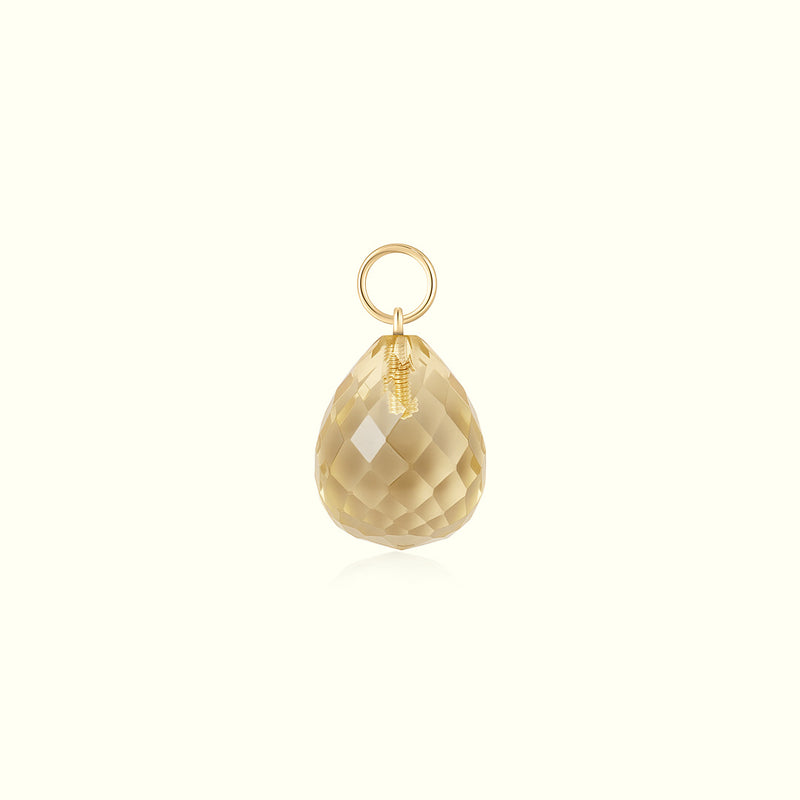 14K Solid Gold Crystal Charm Necklace for healing