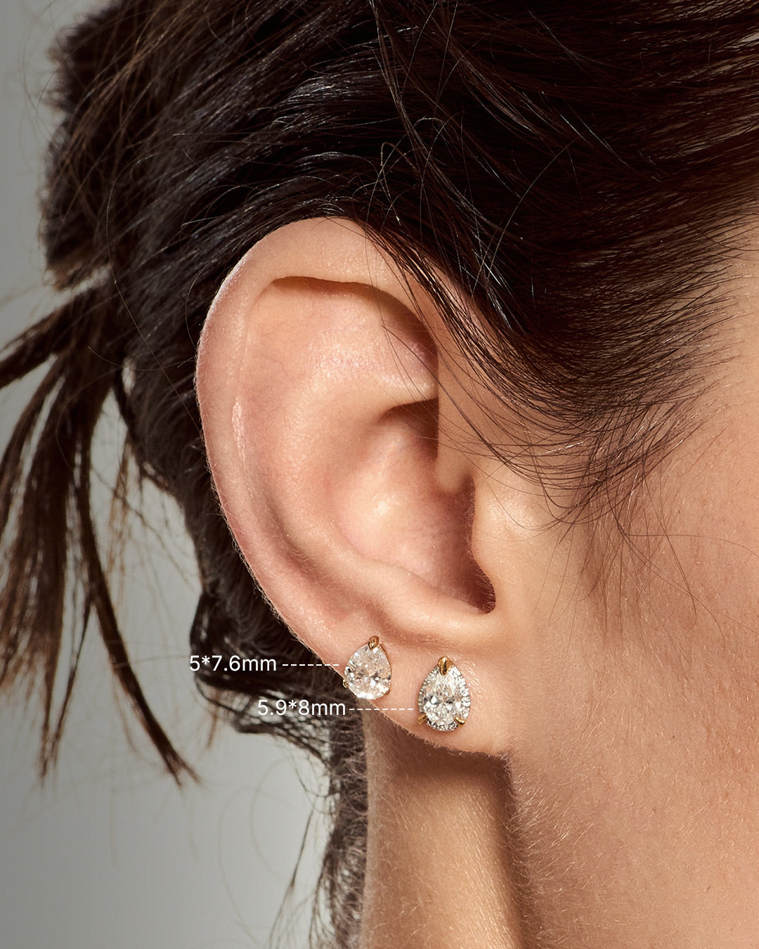 IGGY | Pear Lab Grown Diamond Threadless Flatback Earring