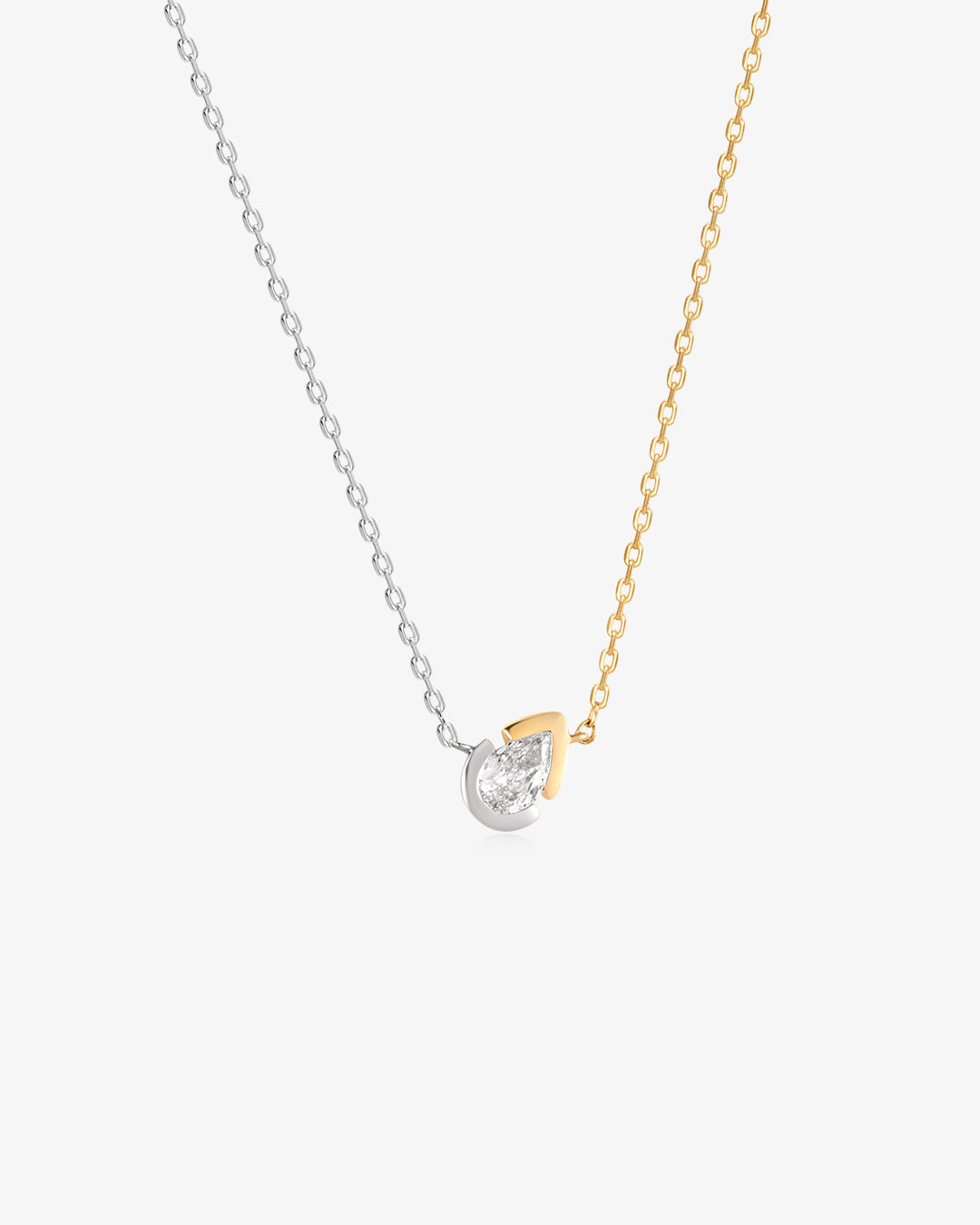 SANILIA | Two-Tone Bezel Pear Lab Grown Diamond Pendant Necklace
