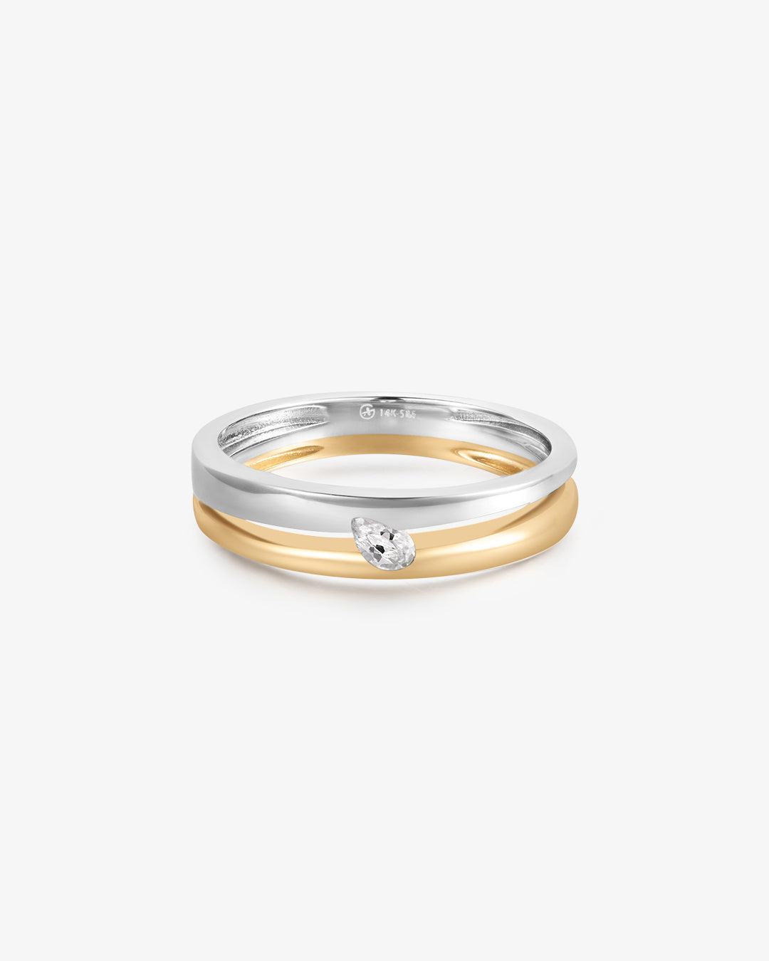 SANILIA | Two-Tone Bezel Pear Lab Grown Diamond Ring