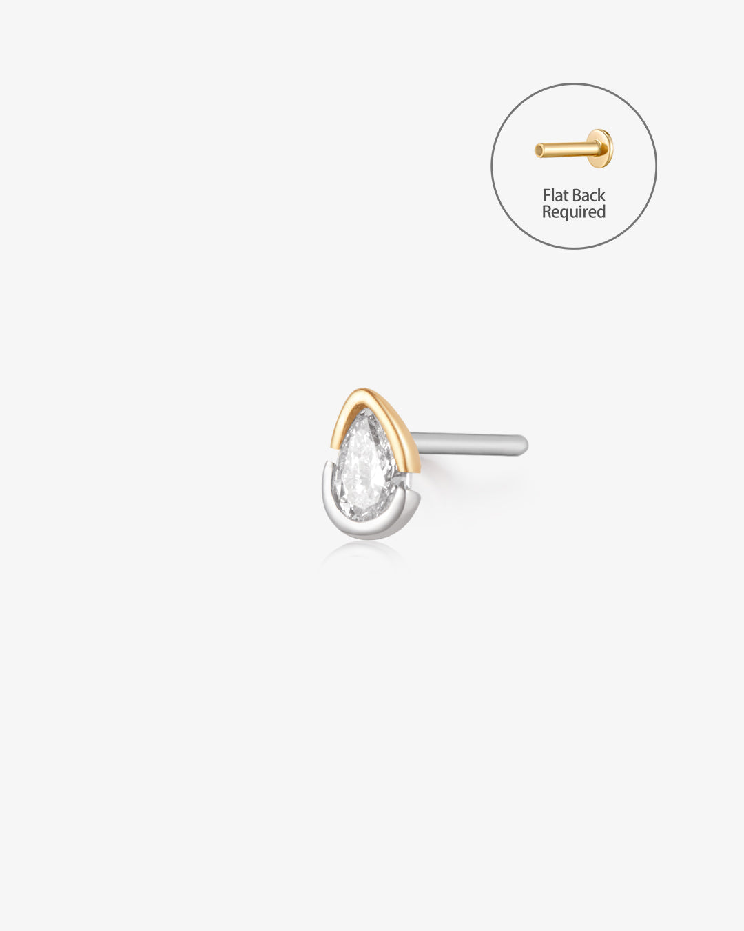 SANILIA | Two-Tone Bezel Pear Lab Grown Diamond Threadless Flatback Earring