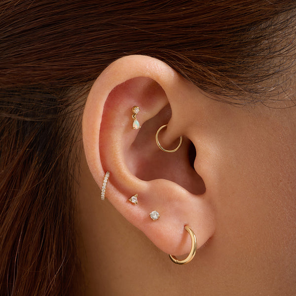 KAITLYN | Opal and Lab Grown Diamond Threadless Flatback Earring