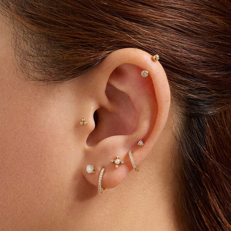 ARIA | Trio Dots Single Threadless Flatback Earring