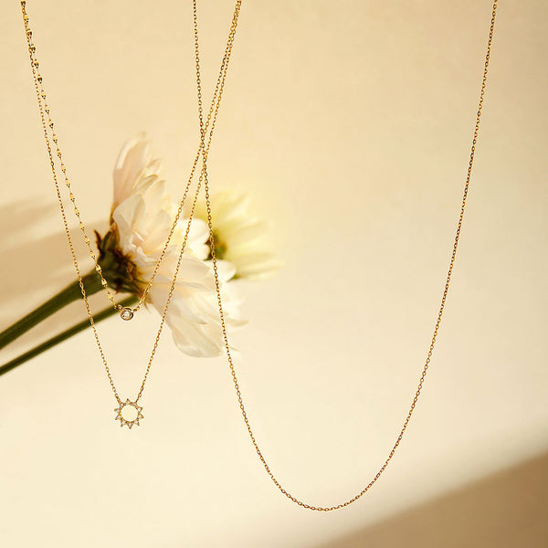 Bezel Pendant, Cable Chain & Crown Necklace Set