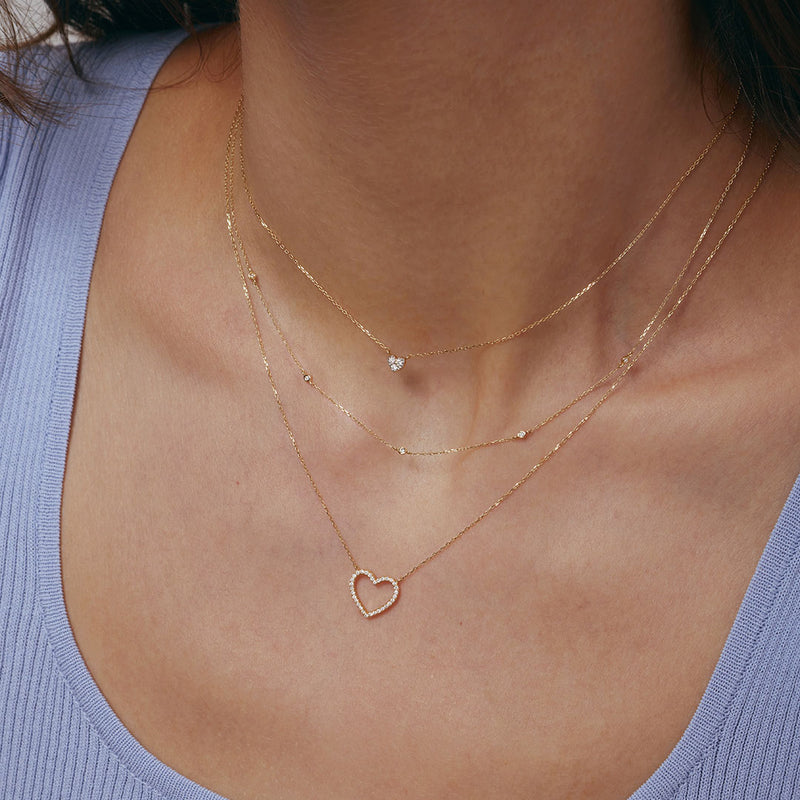 Diamond Heart Necklace Set
