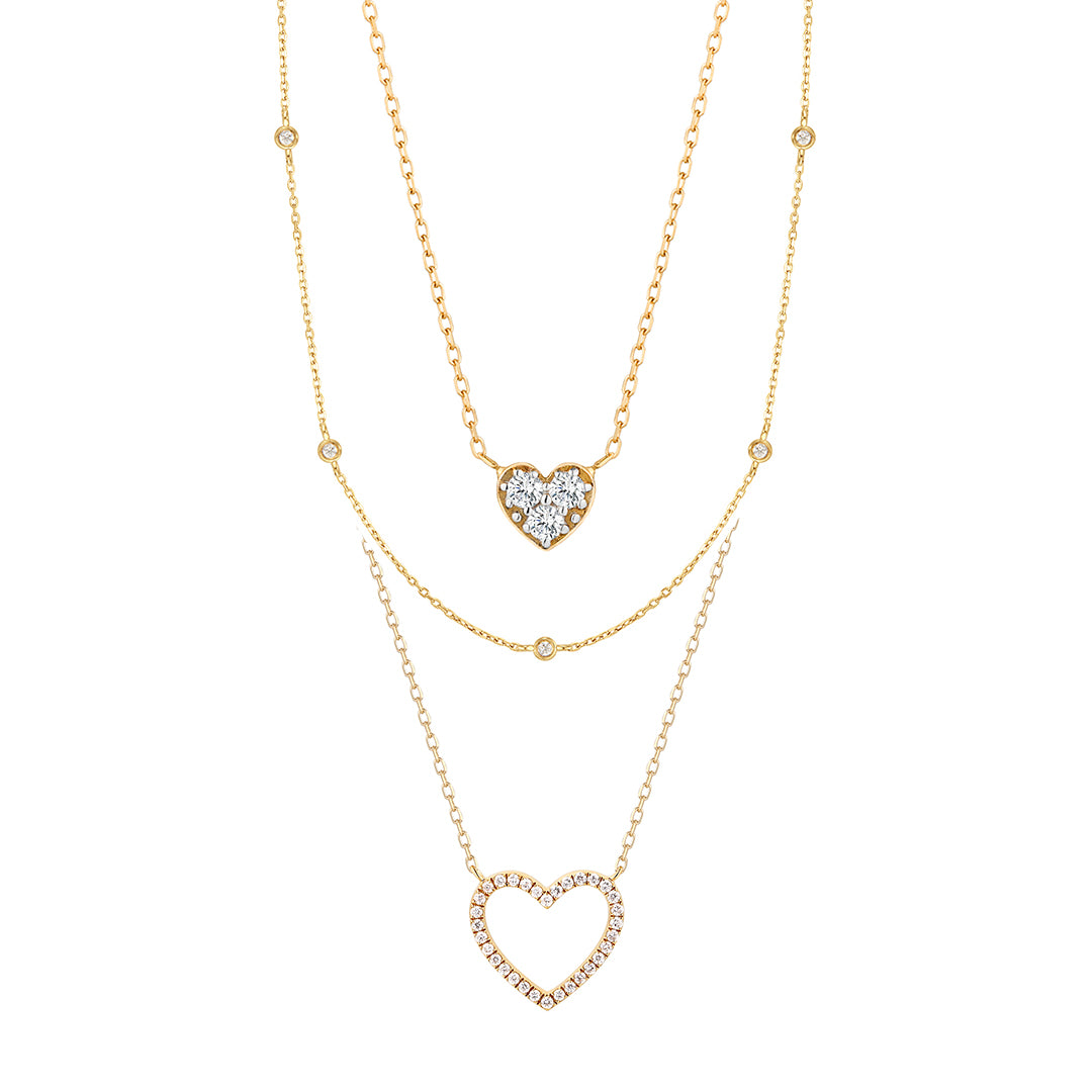 Diamond Heart Necklace Set