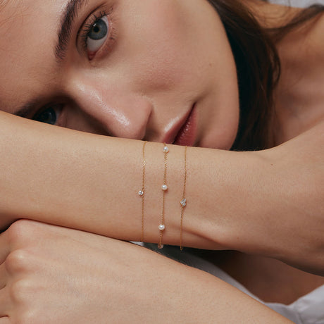 Diamond Heart & Pearl Bracelet Set