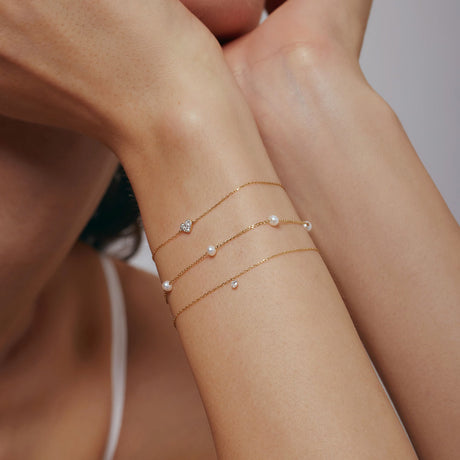 Diamond Heart & Pearl Bracelet Set