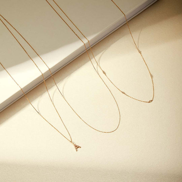 Diamond & Initial Charm Necklace Set