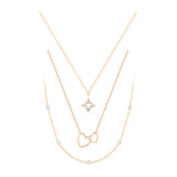 Diamond, Pearl & Interlocked Hearts Necklace Set