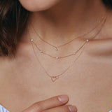 Diamond, Pearl & Interlocked Hearts Necklace Set