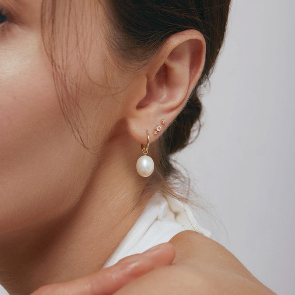 Diamond & Pearl Trio Earring Set
