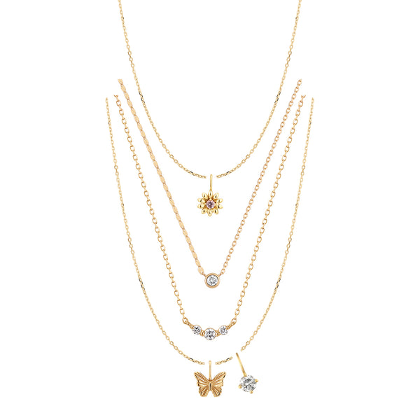 Diamond & Symbolic Charms Necklace Set