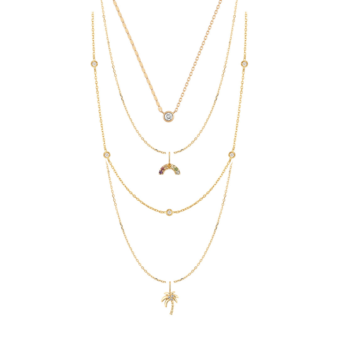 Diamond & Vibrant Paradise Charm Necklace Set