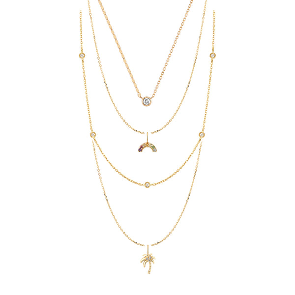 Diamond & Vibrant Paradise Charm Necklace Set