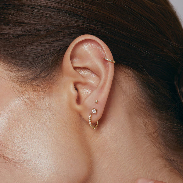 Diamond & Wishbone Piercing Earring Set