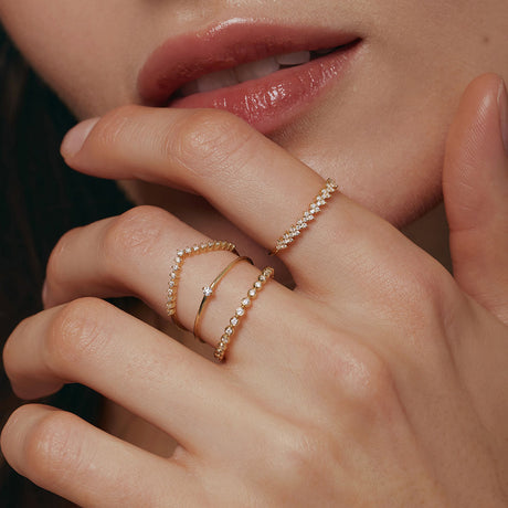 Diamond & Wreath & Wishbone Ring Set