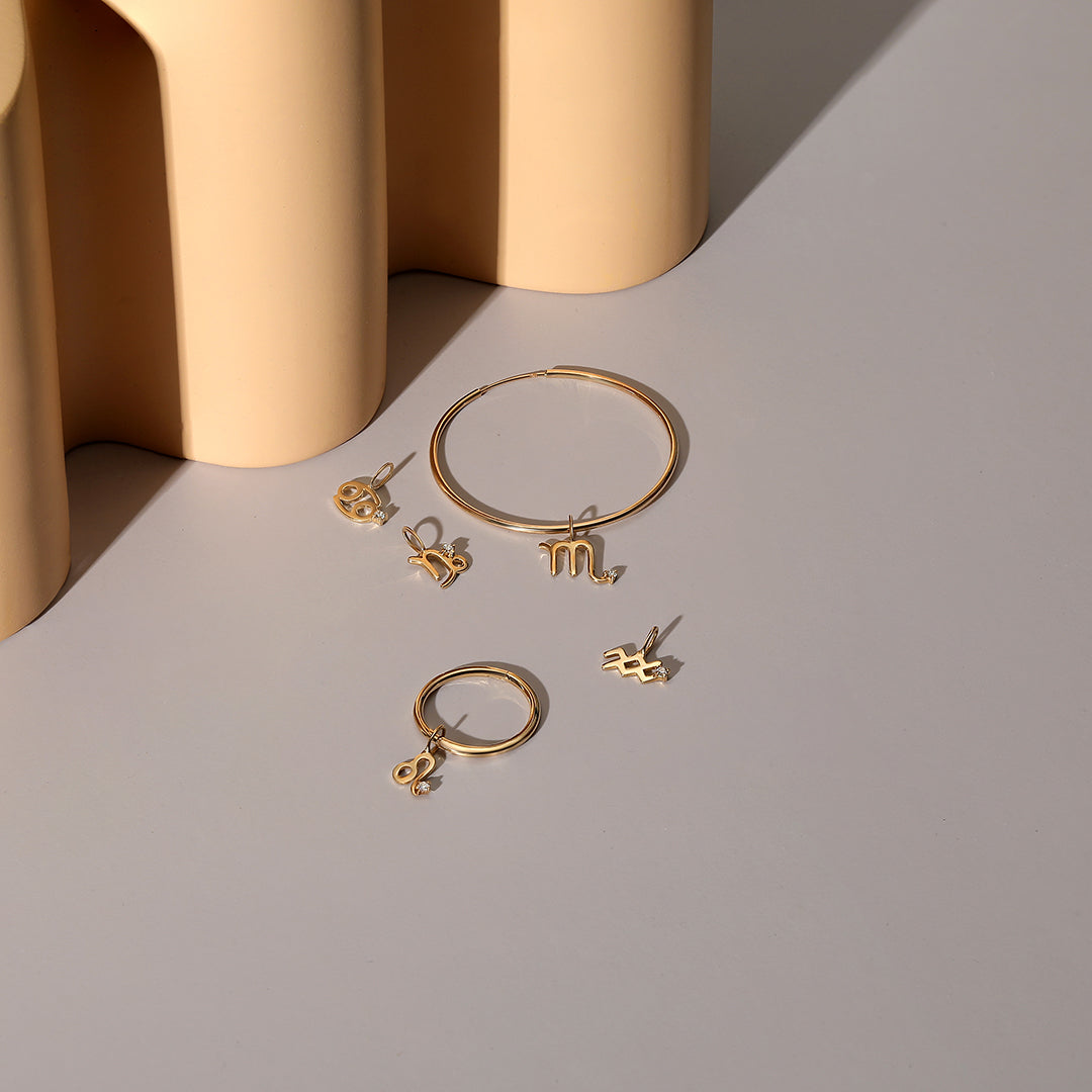 AQUARIUS  |  Zodiac Charm With Diamond