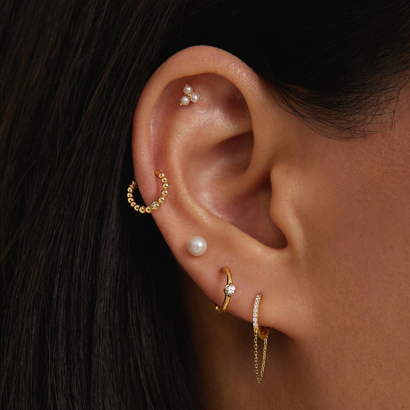 ETTA | Triple Pearl Threadless Flatback Earring