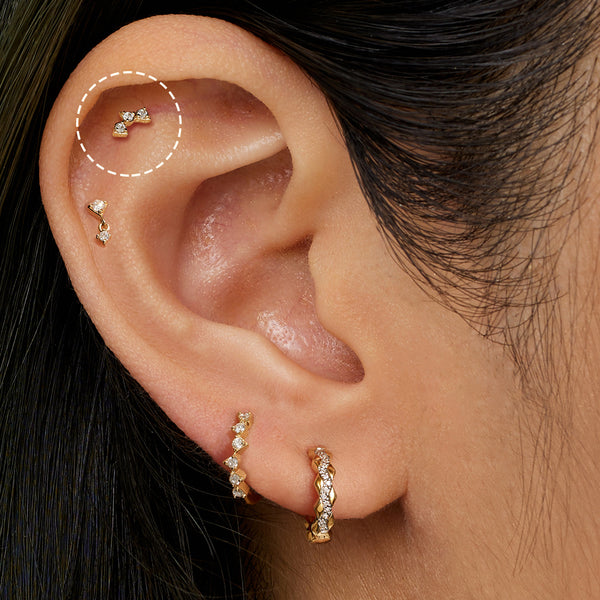 14k solid gold Lab-Grown Diamond Threadless Flat back Earring