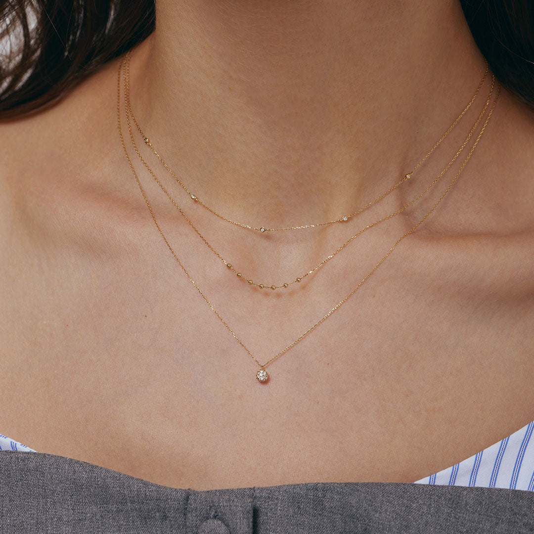 Natural & Lab Diamond Bead Necklace Set