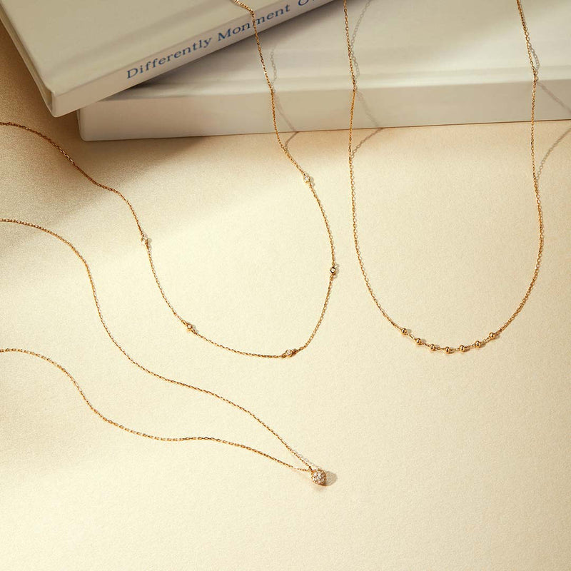 Natural & Lab Diamond Bead Necklace Set