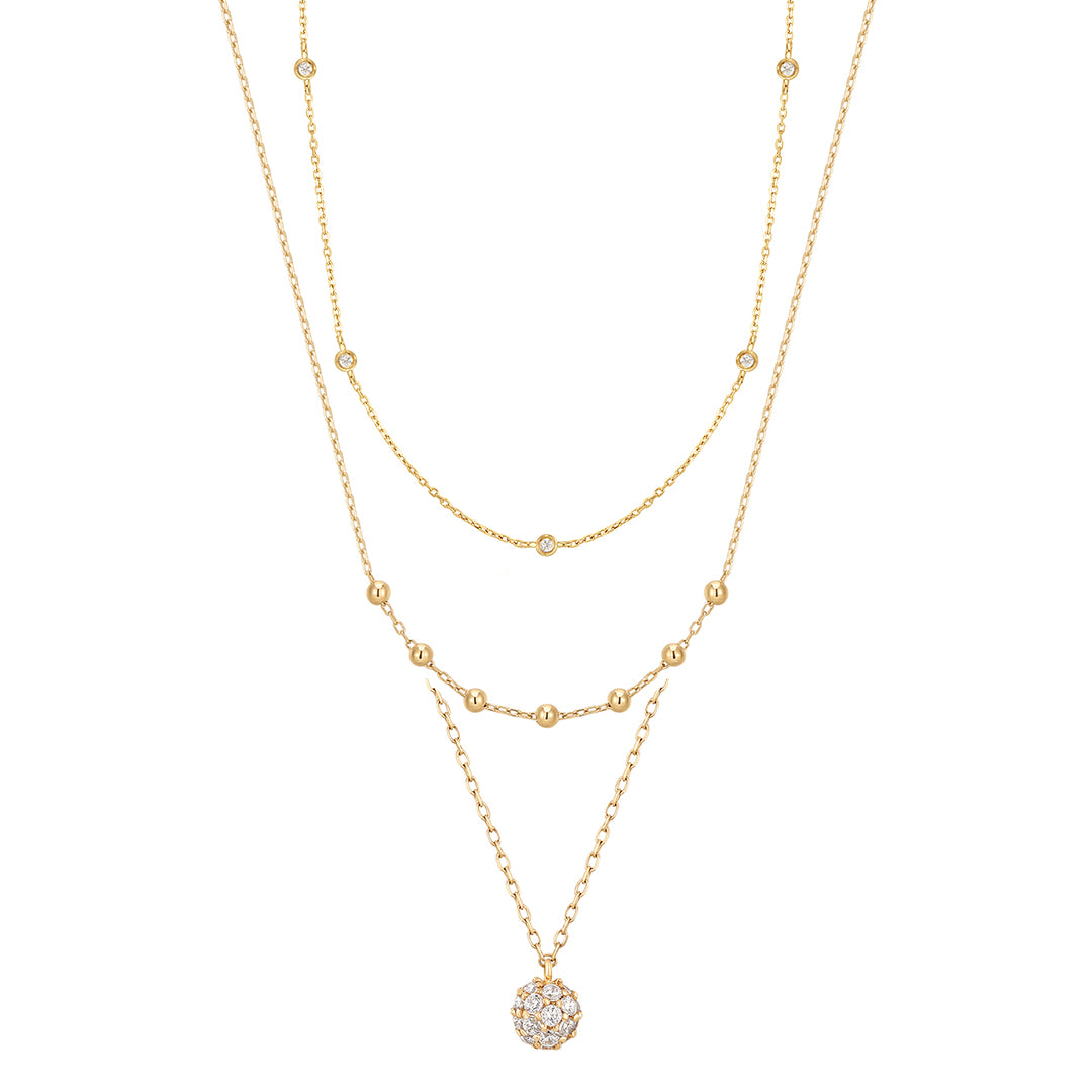 Natural & Lab Diamond Bead Necklace Set