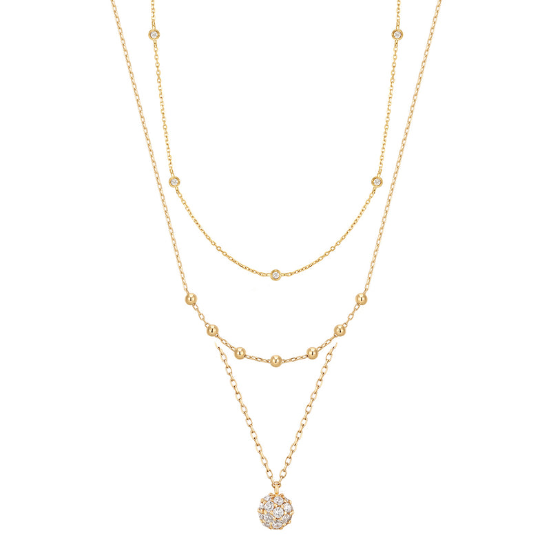 Natural & Lab Diamond Bead Necklace Set