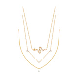 Pear Shape & Triple Diamond Snake Necklace Set