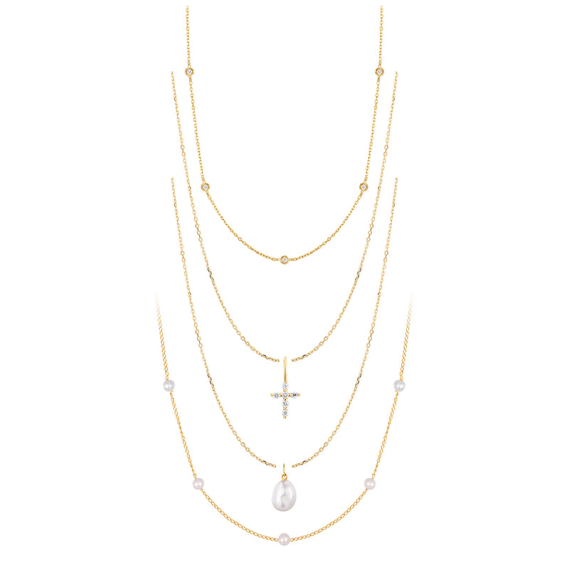 Pearl & Diamond Necklace Set