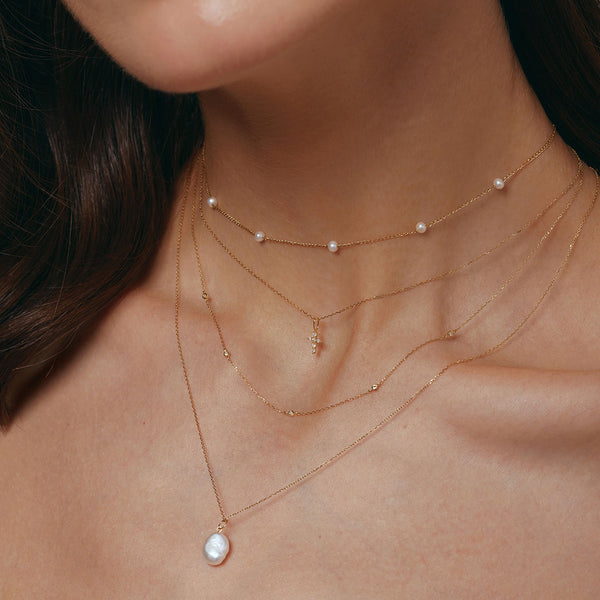 Pearl & Diamond Necklace Set