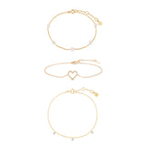 Pearl & Heart & Diamond Bracelet Set