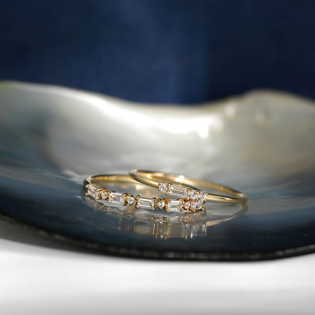 LUNA | Baguette and Round White Sapphire Band Ring
