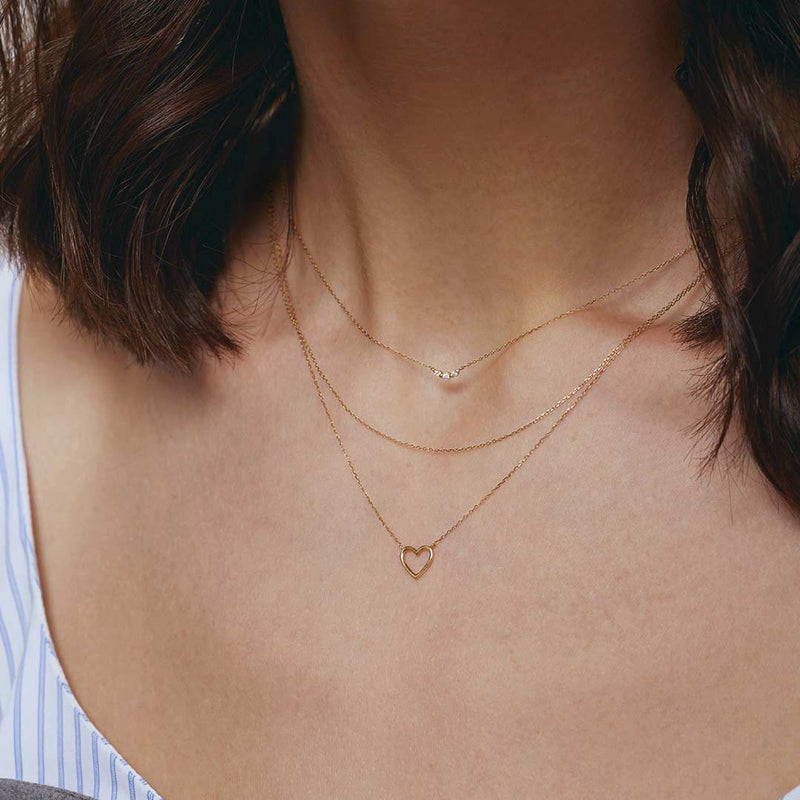Triple Heart Diamond Necklace Set