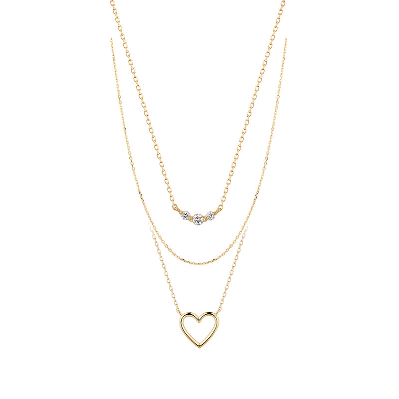 Triple Heart Diamond Necklace Set