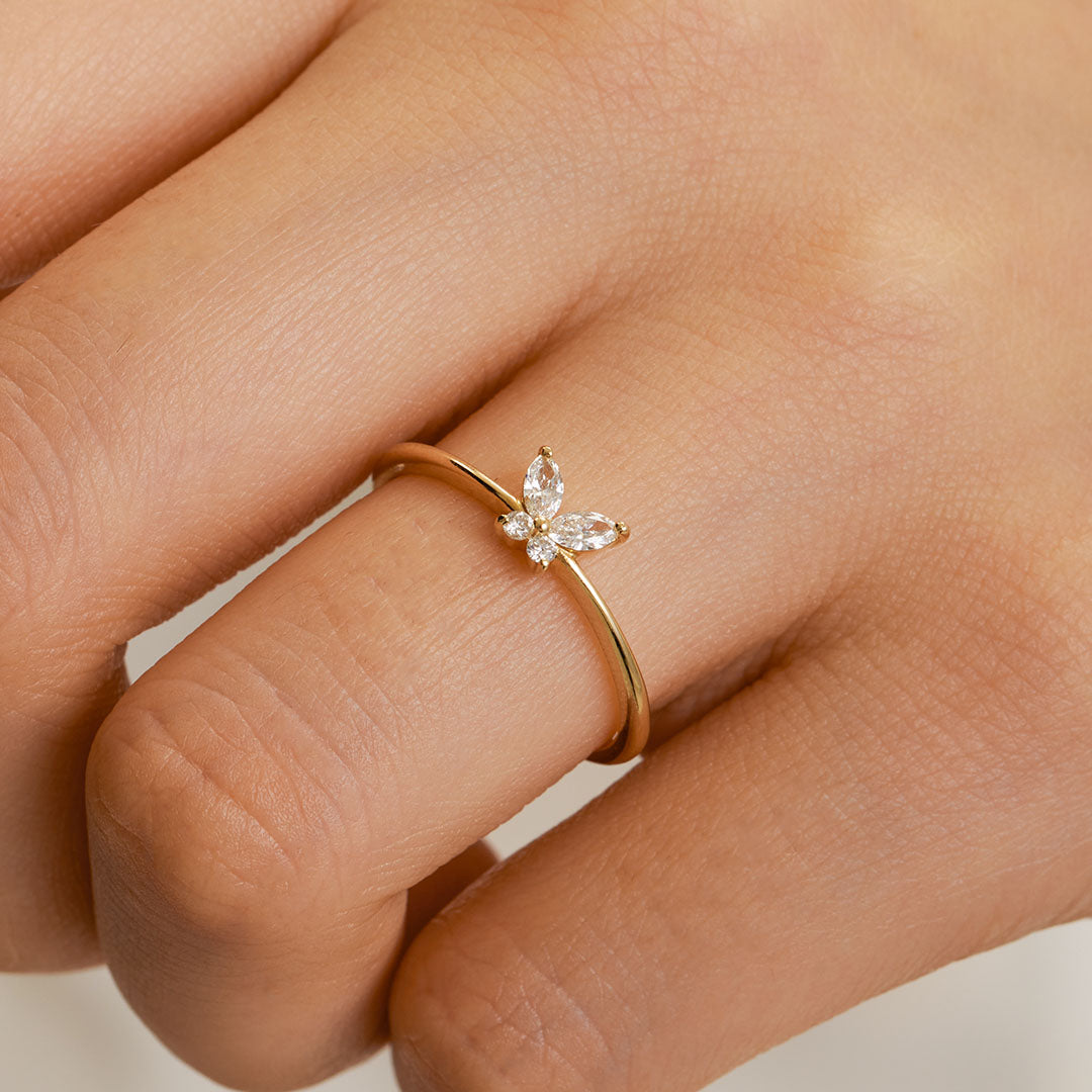 aurelue gi 14k gold Marquise Lab Grown Diamond Butterfly Ring