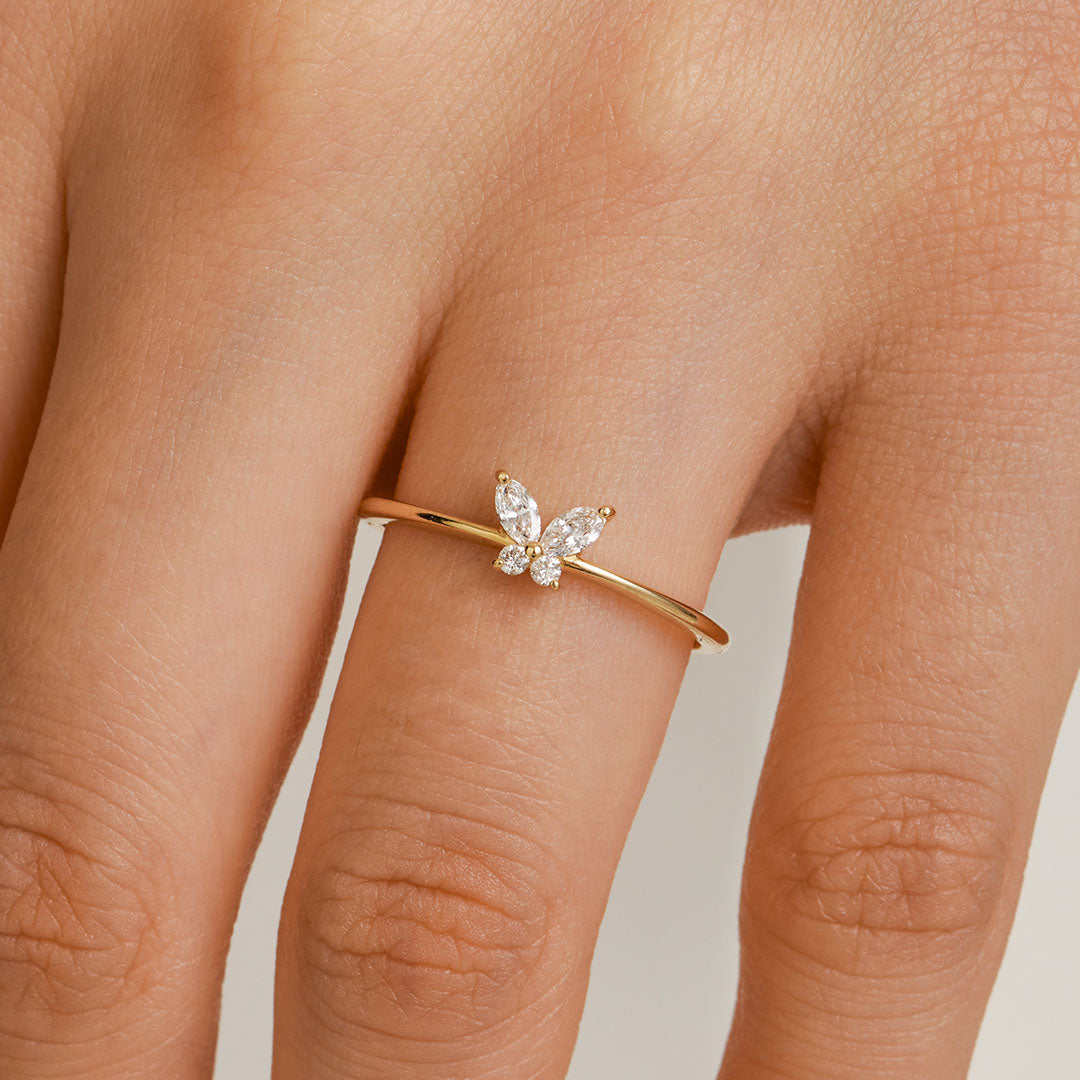 aurelue gi 14k gold Marquise Lab Grown Diamond Butterfly Ring