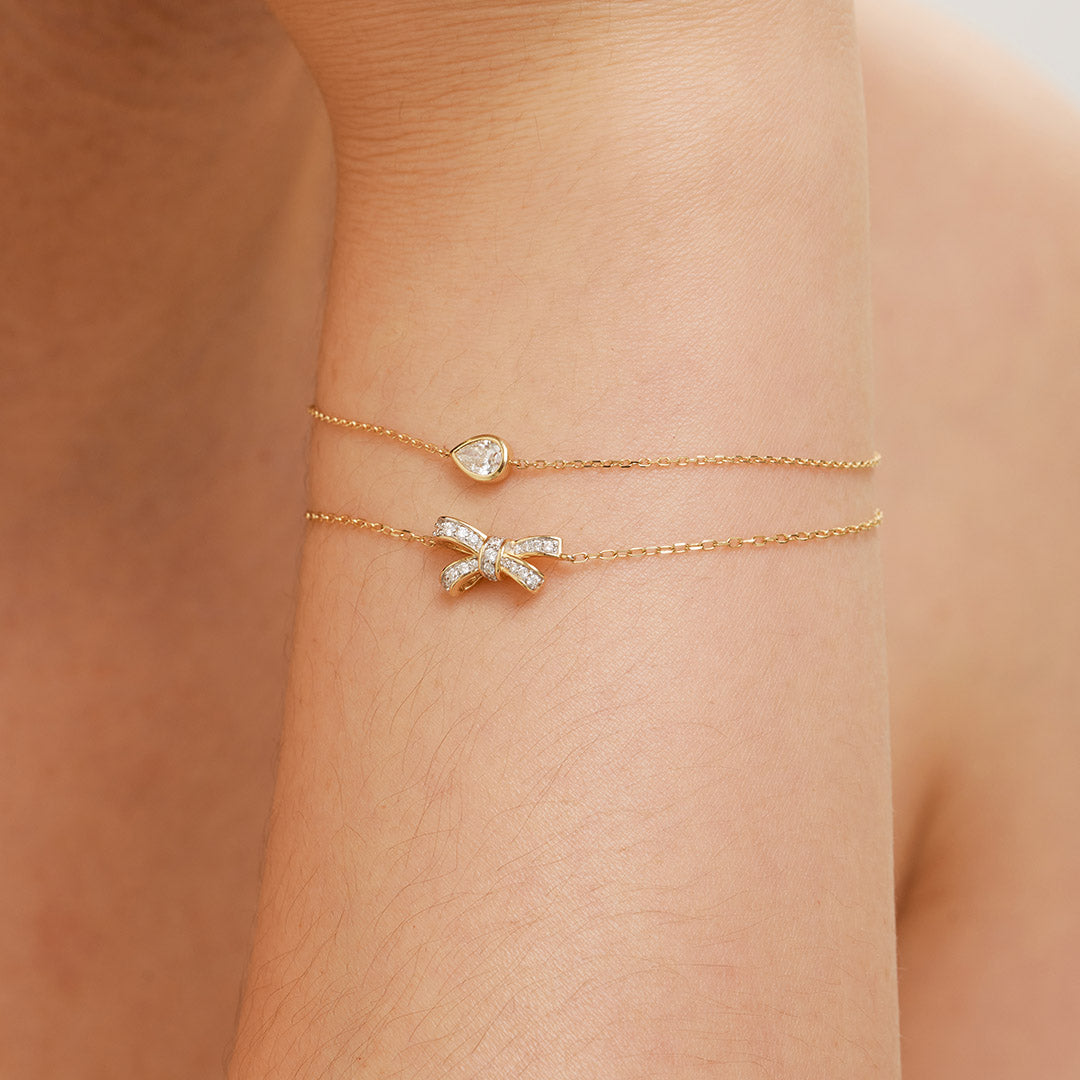 Aurelie Gi 14k gold Lab Grown Diamond Bow Bracelet 