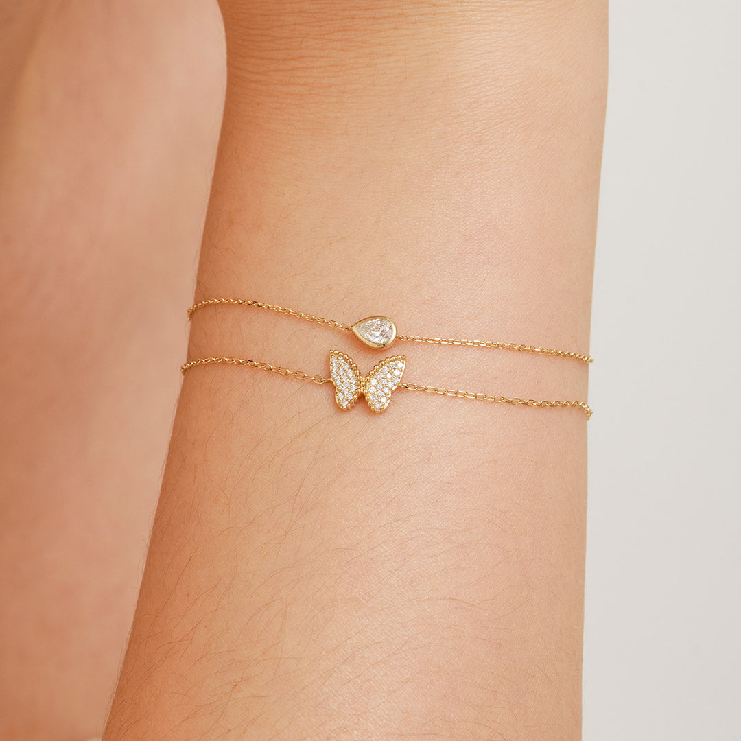 aurelie gi 14k gold Lab Grown Diamond Butterfly Bracelet