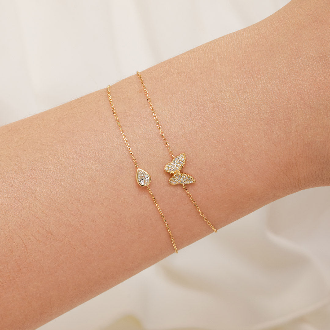 aurelie gi 14k gold Lab Grown Diamond Butterfly Bracelet