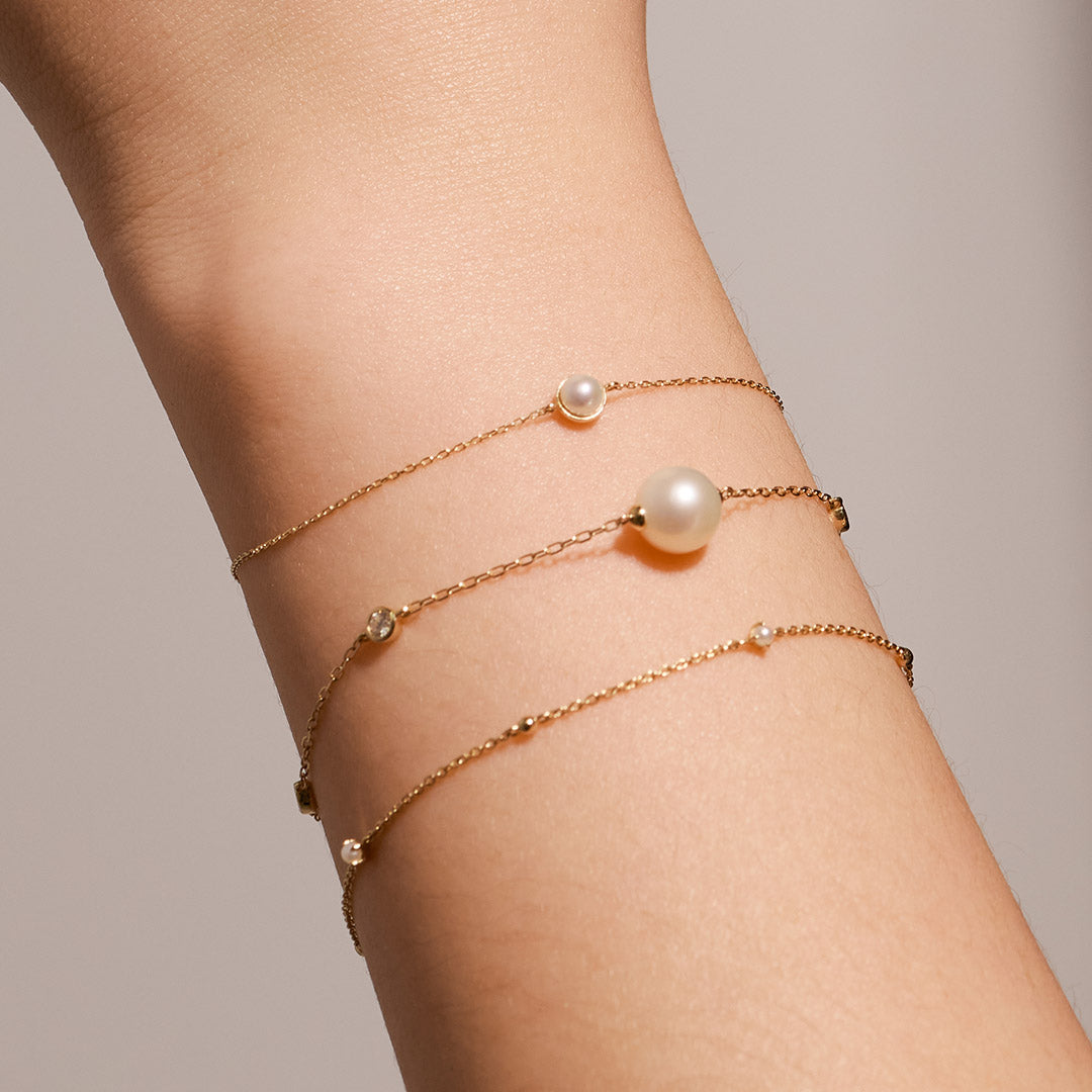 aurelie gi 14k gold Pearl and Lab Grown Diamond Station Bracelet